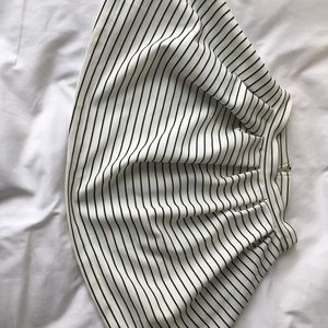 Worn black and white striped skirt